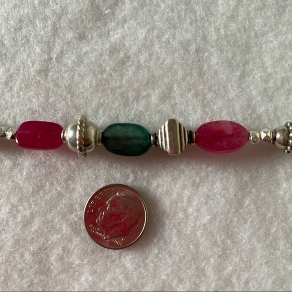 Sundance Sterling Silver Magenta Pink Jade Gemstone Sundance Beaded Bracelet NEW - Picture 7 of 11